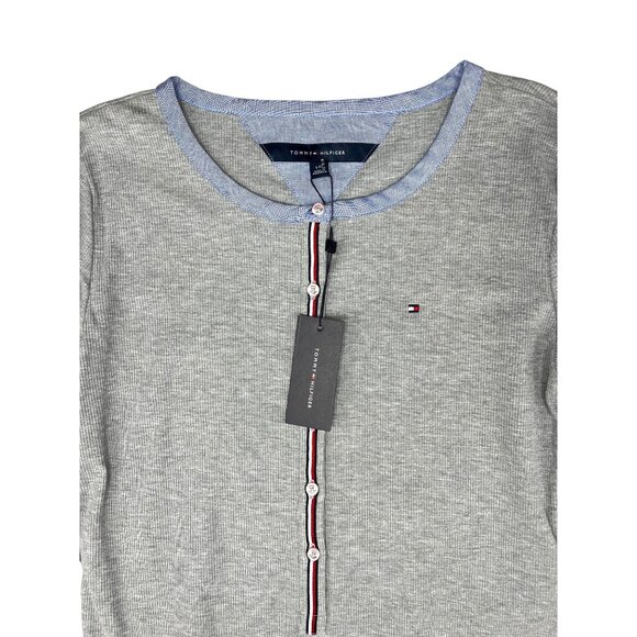 Tommy Hilfiger Womens Grey Long-Sleeve Bodysuit With Striped Button Detail Large - Picture 3 of 13